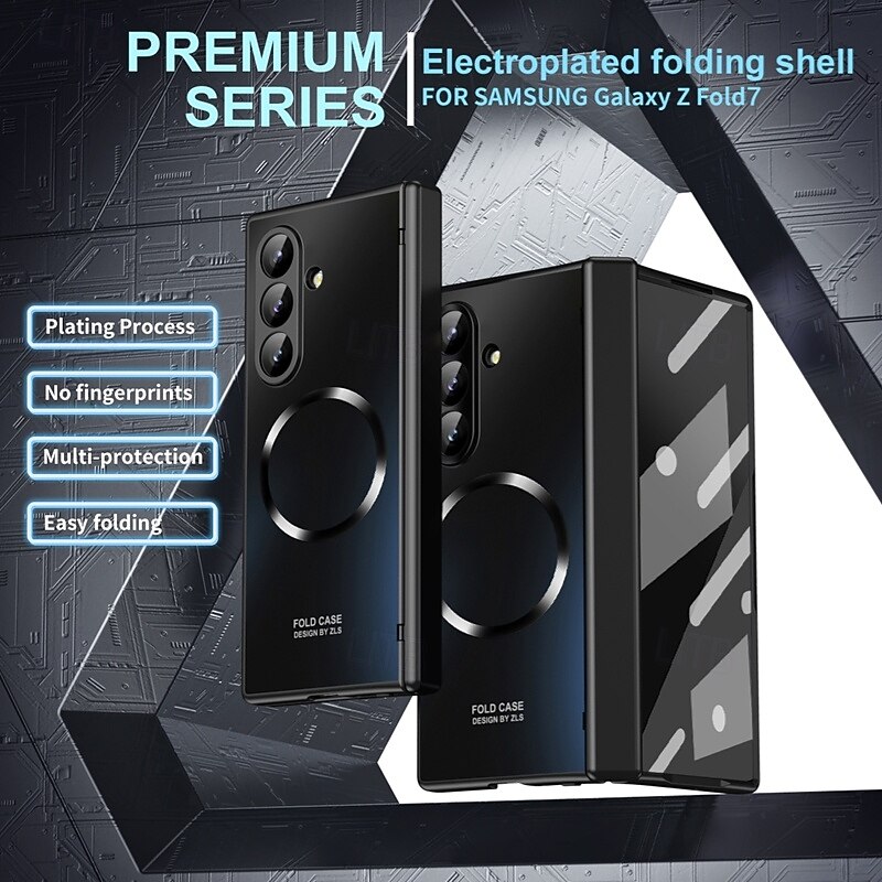 Phone Case For Samsung Galaxy Z Fold 7 Z Fold 6 Z Fold 5 Z Fold 4 Z Fold 3 Magnetic Adsorption with Screen Protector Full Body Protective Camera Lens Protector Retro Armor PC2