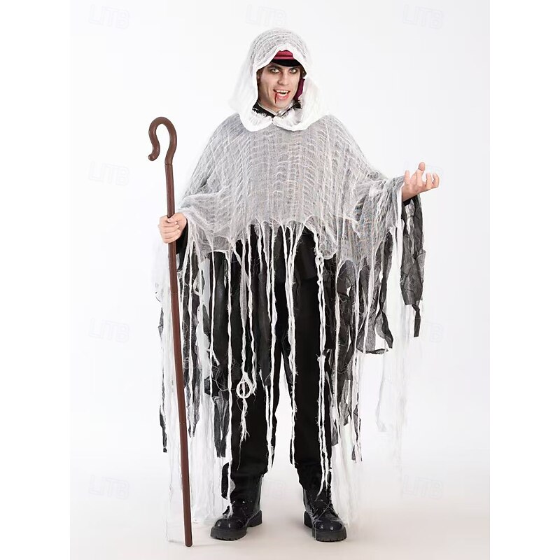 Ghost Grim Reaper Halloween Cape Cloak Horror Scary Costume Adults' Men's Halloween Carnival Performance Party Easy Halloween Costumes Dress Up3