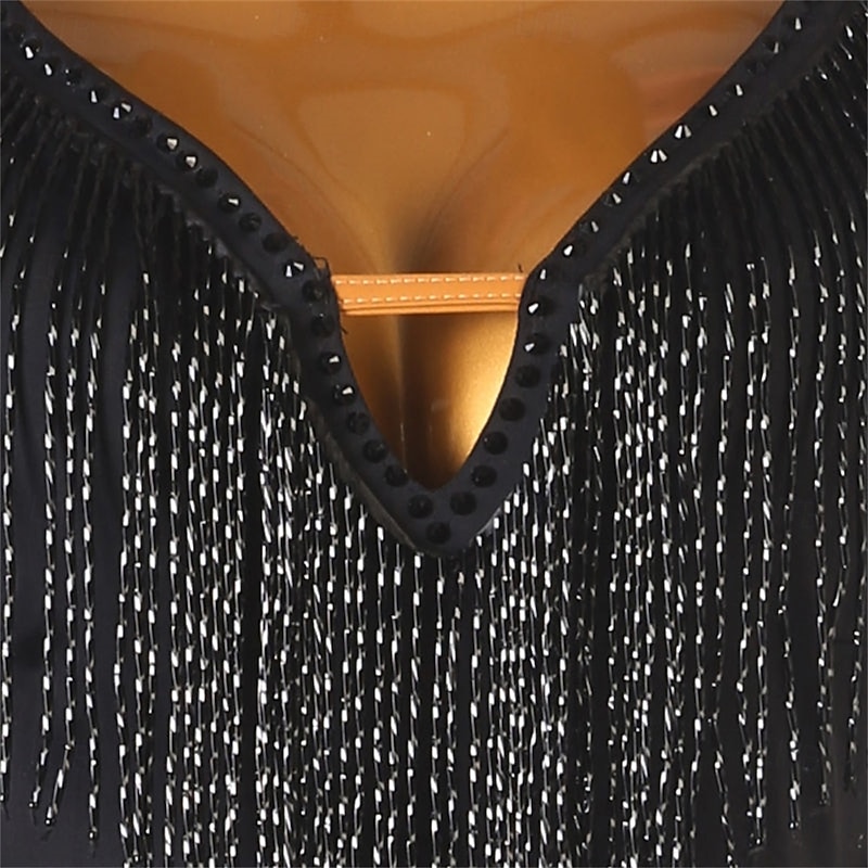 Women's Black Tassel Dance Wear Dance Dress Performance Wear3