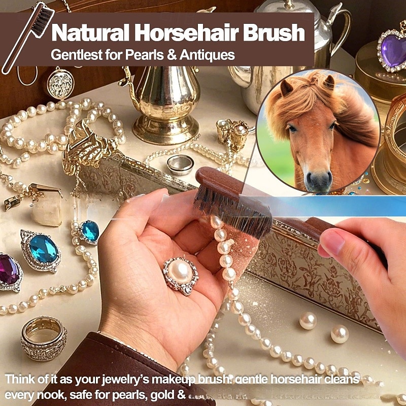 Jewelry Cleaning Kit 18 Pcs Jewelry Cleaner Brush Tool Set-Cleaning Polishing Cloth, Big & Small Hole Brush, Needles and Crevice Brush for All Jewelry, Ring, Gold, Diamond, Earring4