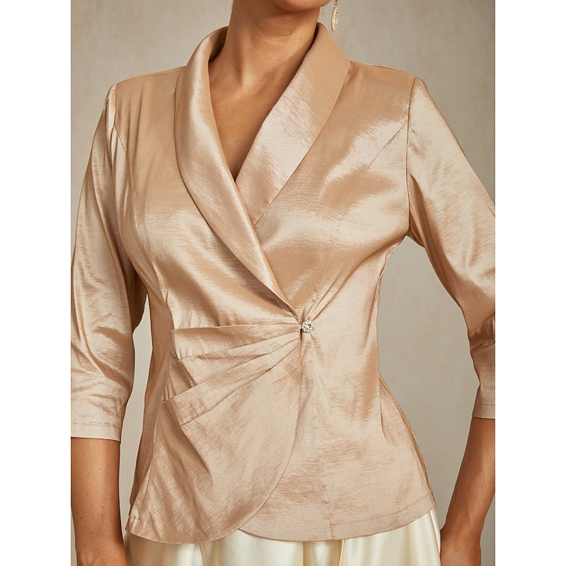 Women's Dressy Tops Elegant Party Stylish V Neck Champagne Spring, Fall, Winter, Summer3