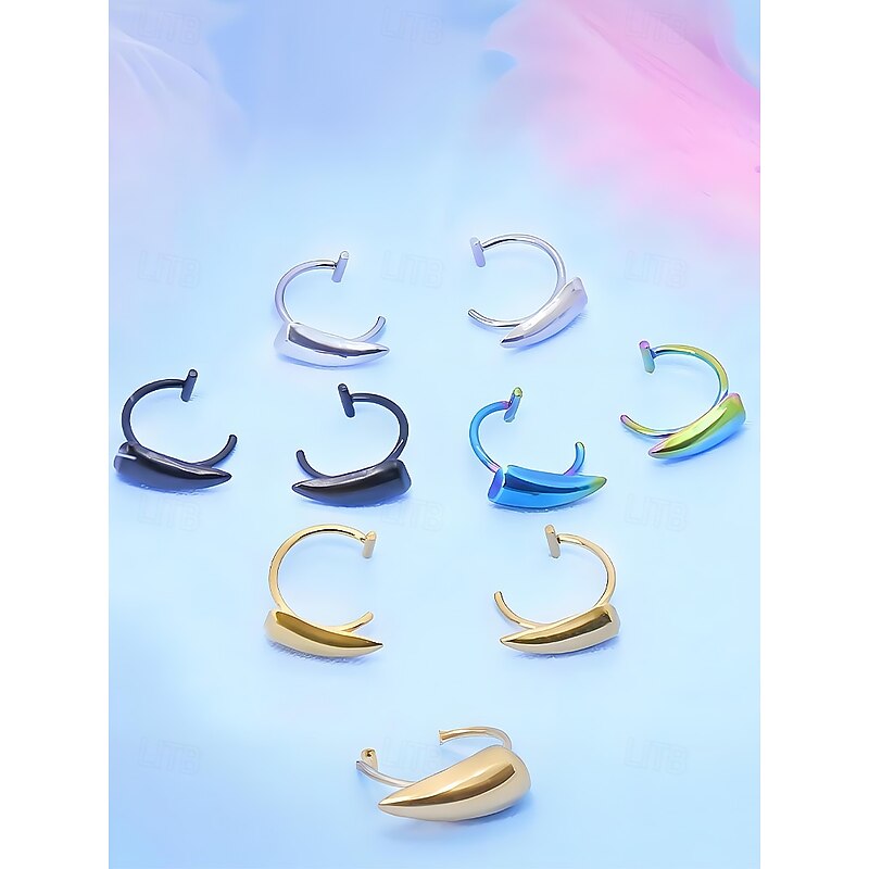 Women's Halloween Stainless Steel Vampire Fang Lip Rings – Gothic Punk Fake Piercing Jewelry for Costume Party and Cosplay3