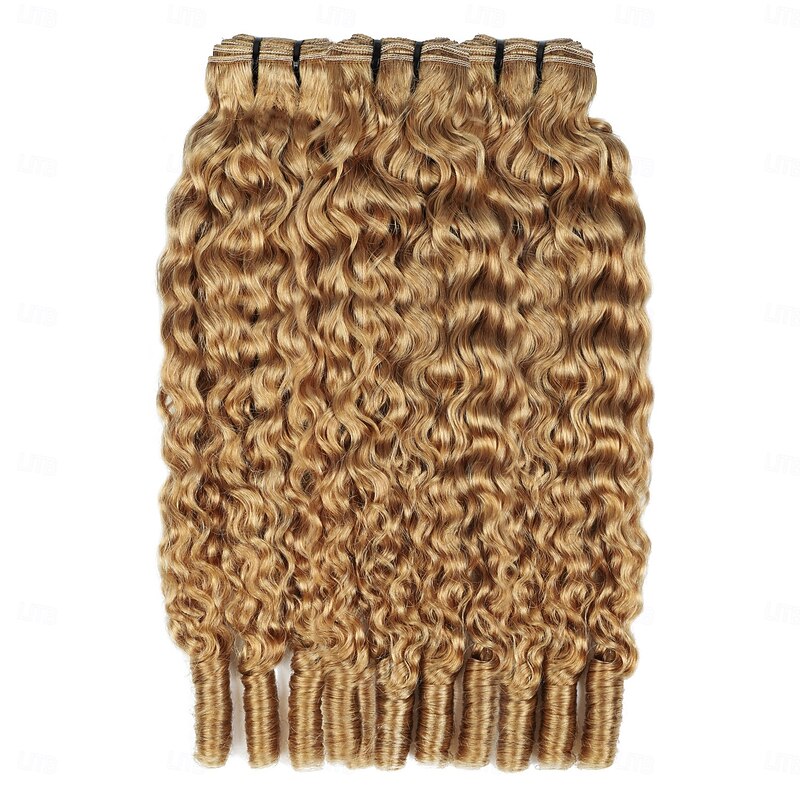 Linen Brown 27# Burmese Curly Bundles Human Hair 18 18 20 Inches with Spiral Curly End Curly Human Bundles in Hair Extensions2