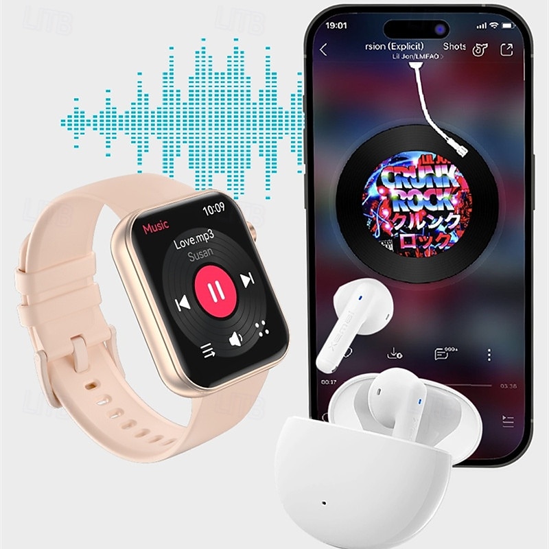 P51 Smart Watch 1.91 inch Smartwatch Fitness Running Watch Bluetooth Stopwatch Pedometer Call Reminder Sleep Tracker Heart Rate Monitor Compatible with Android iOS IP 67 Touch Screen Heart Rate