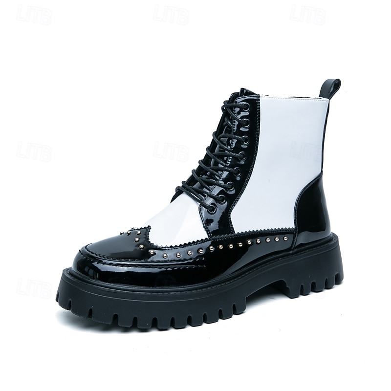 Men's High - Top Patent PU Leather Punk Boots | Studded Detailing & Chunky Sole for Urban Style4