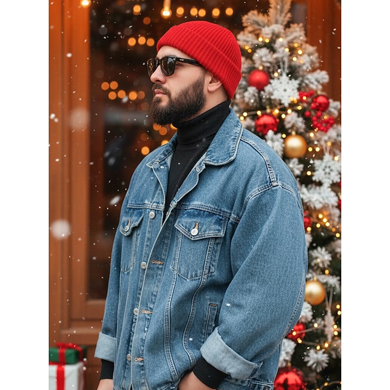 Men's Knitted Beanie Hat - Soft & Comfortable, Ribbed Design, Ideal for Winter & Christmas Gifts2