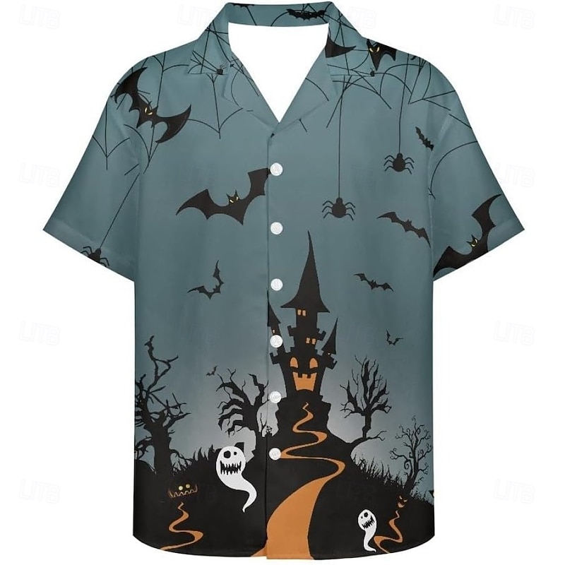 Halloween Hawaiian Shirts Aloha Shirt Button Down Shirt Print For Men's Adults' Halloween Carnival Masquerade 3D Print Party Halloween