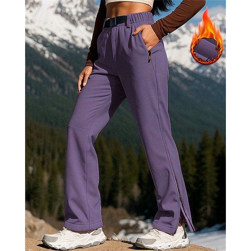 Women's Hiking Pants Trousers Waterproof Hiking Pants Hiking Trousers Fleece Pants Winter Outdoor Regular Fit Waterproof Windproof Warm Pants / Trousers Elastic Waist Black Pink Camping / Hiking4