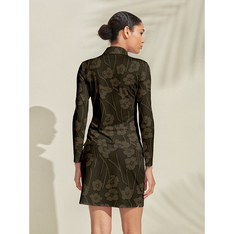 Women's Golf Polo Shirt Dark Green Long Sleeve Top Ladies Golf Attire Clothes Outfits Wear Apparel2