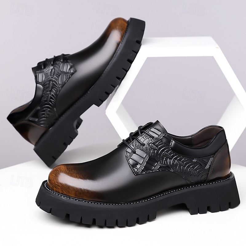 Men's Black Formal Oxford Dress Shoes – Classic Lace-Up Business Shoes with Textured Detailing for Office, Weddings and Special Occasions4