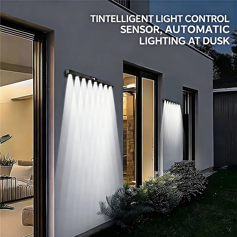 6 Leds 8Leds Solar Courtyard Strip Wall Light Outdoor Garden Intelligent Sensing Wall Washing Light With Home Sign Atmosphere Light  1PC4