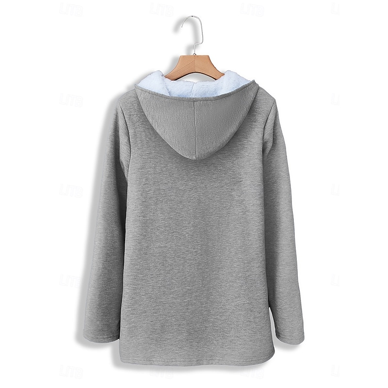 Women's Pullover Hoodie Sweatshirt Graphic Letter Warm Casual Sherpa Fleece Long Sleeve Hooded Regular Tops Street Dailywear Casual Print Black Pink Dark Pink Red Blue Fall Winter2