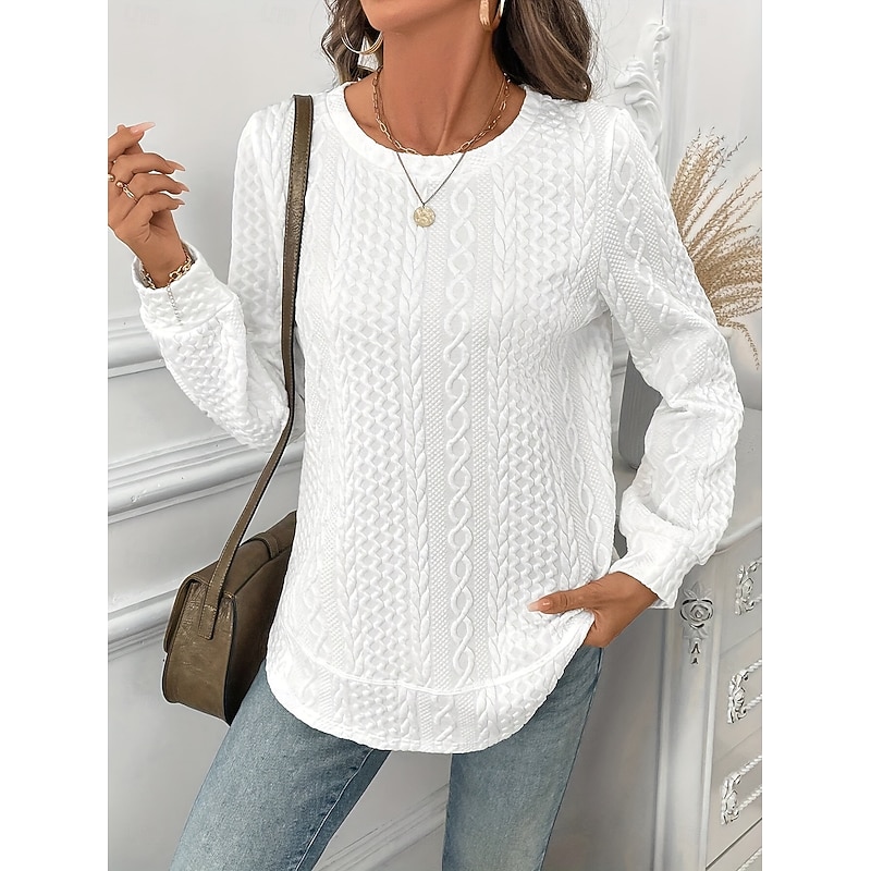 Women's Pullover Sweatshirt Casual Long Sleeve Crew Neck Regular Tops White Summer Fall Winter3