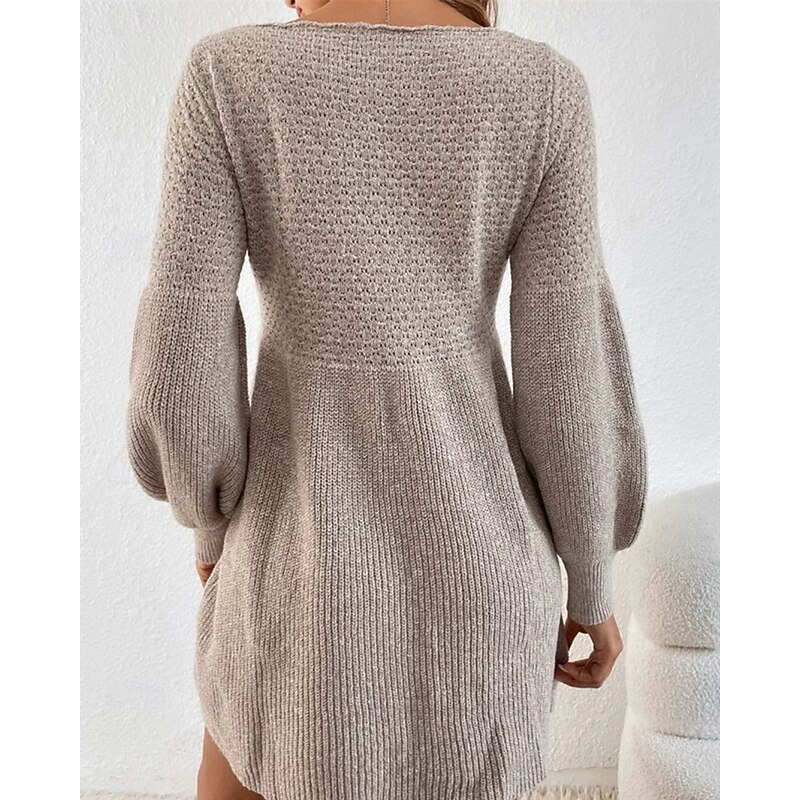 Women's Mini Dress Sweater Dress Casual Dress Elegant Fashion Modern Outdoor Daily Going out Regular Fit Plain Long Sleeve Crew Neck Black Grey Spring Autumn4