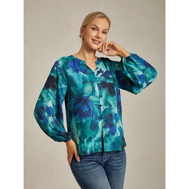 Abstract Floral Chiffon Crop Top