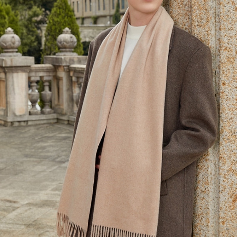 Women's Rectangle Scarf Infinity Scarf Street Holiday Grey Beige Black Scarf Pure Color4