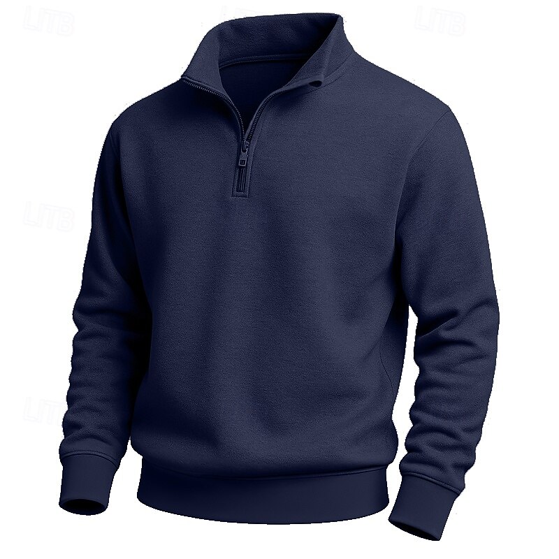 Men's Sweatshirt Pullover Hoodie Sweatshirt Pullover Quarter Zip Sweatshirt Black Pink Navy Blue Purple Green Standing Collar Plain Patchwork Sports & Outdoor Casual Daily Streetwear Cool Sportswear3