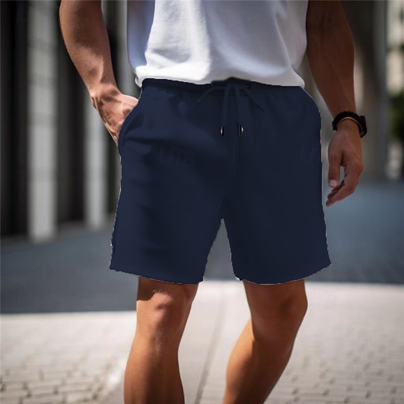 Men's Active Sweat Shorts Shorts Summer Shorts Drawstring Elastic Waist Straight Leg Plain Comfort Breathable Short Casual Daily Holiday Sports Fashion White Army Green4