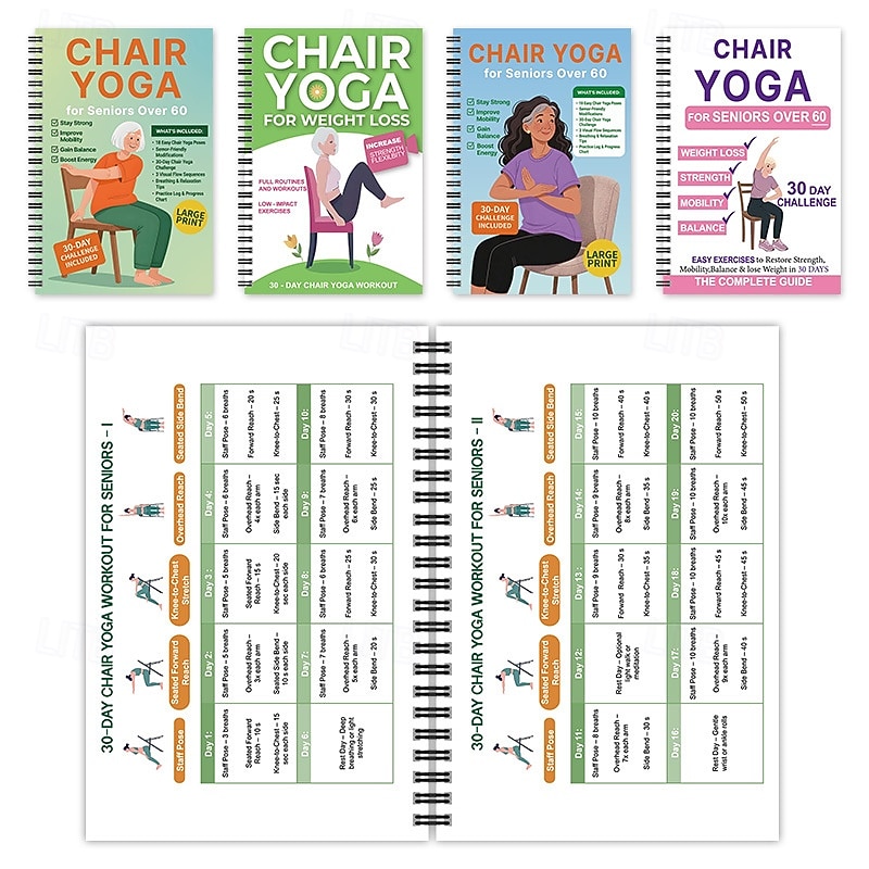 30-Day Chair Yoga Guide for Weight Loss, Muscle Toning & Flexibility - Beginner-Friendly Workout with 60 Exercises, Suitable for Seniors and Adults2