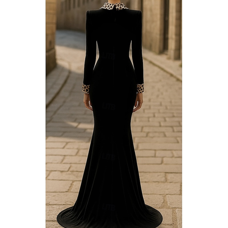 Tuxedo Dress Mermaid / Trumpet Formal Velvet Elegant Long Sleeve Floor Length Lapel Double Breasted2
