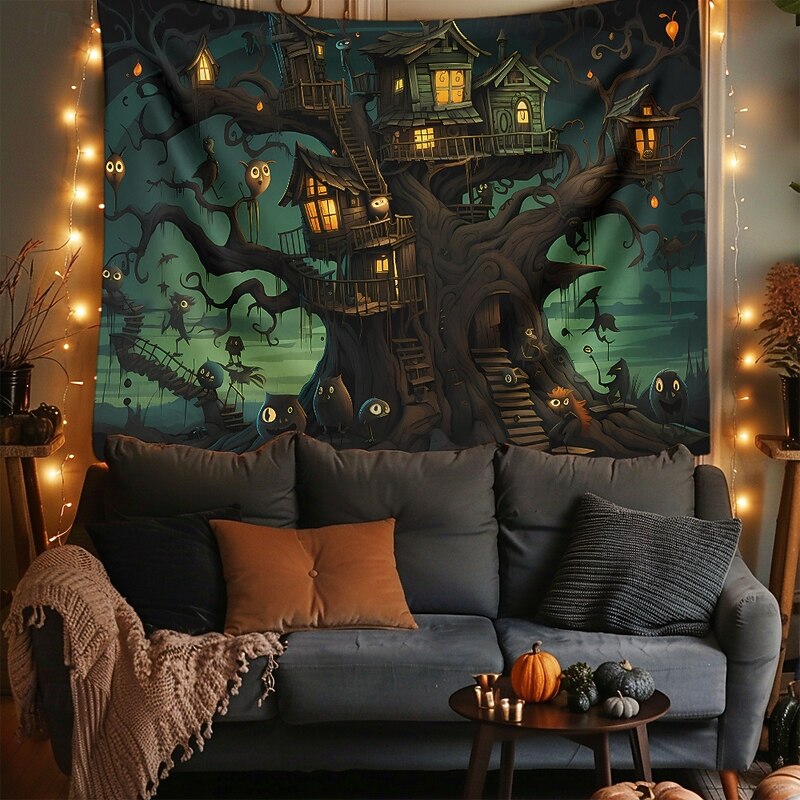 Halloween Tapestry Banners Blanket Skeleton Pumpkin Fantasy Dark Punk Gothic Style Party Dorm Shooting Backgrounds Home Decor