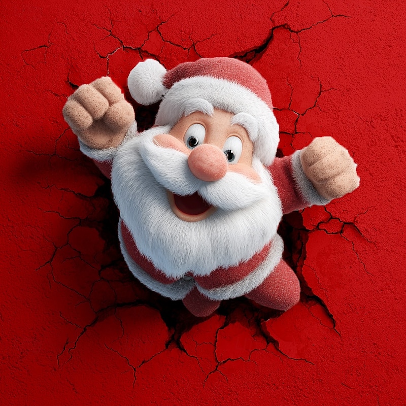 Christmas Men's Santa Claus Funny T Shirt Long Sleeve T shirt 3D Print Crew Neck Shirt Fashion Basic 3D Street Casual Daily White Red Summer Spring Clothing Apparel S M L XL XXL XXXL3