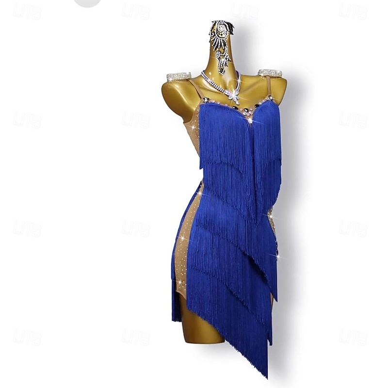 Sling Latin Dance Dresses for Women Fringe Split Leg Latin Competition Dress Ballroom Salsa Samba Costume3