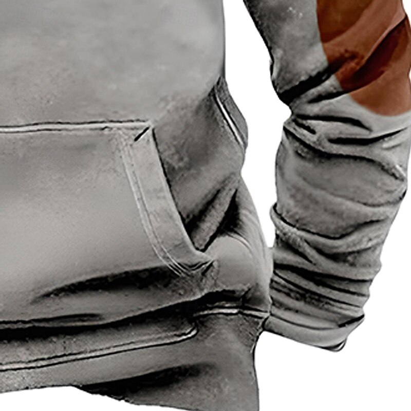 Men's Sweatshirt Fleece Sweatshirt Pullover Quarter Zip Sweatshirt Hunting Sweatshirt Gray Standing Collar Plain Patchwork Sports & Outdoor Casual Daily Streetwear Cool Sportswear Spring &  Fall3