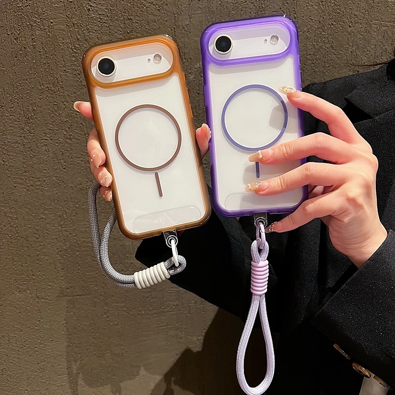 Phone Case For iPhone 17 Pro Max 17 Air 16 15 14 Pro Max Plus 13 Pro Max Back Cover with Lanyard Support Wireless Charging Non-Yellowing Retro TPU Acrylic4