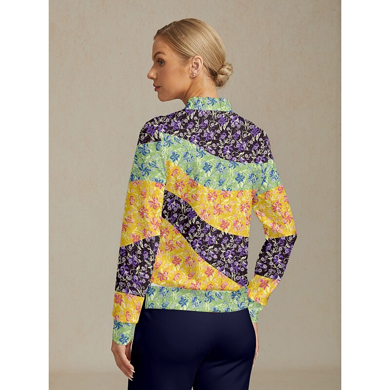 Women's Golf Pullover Sweatshirt Yellow Long Sleeve Top Ladies Golf Attire Clothes Outfits Wear Apparel2