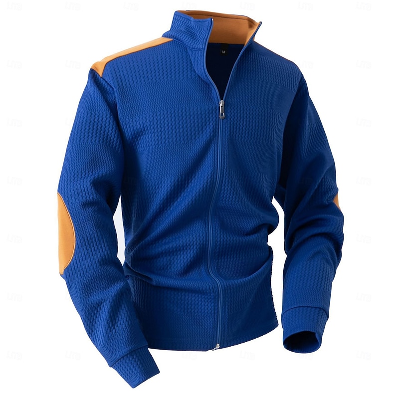 Men's Lightweight Jacket Outdoor Jacket Shirt Jacket Formal Home Pocket Spring Fall Winter Color Block Jacquard Active Vintage Shirt Collar Regular Black White Royal Blue Khaki Gray Jacket