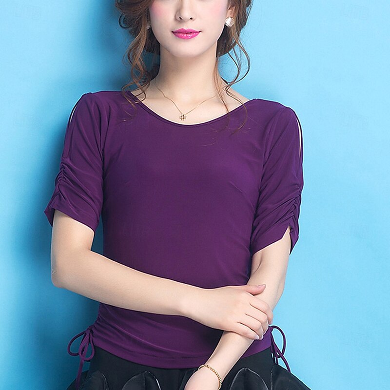 Ballroom Latin Dance Top Women's Performance Modern Waltz Salsa Rumba Dancewear Costumes3