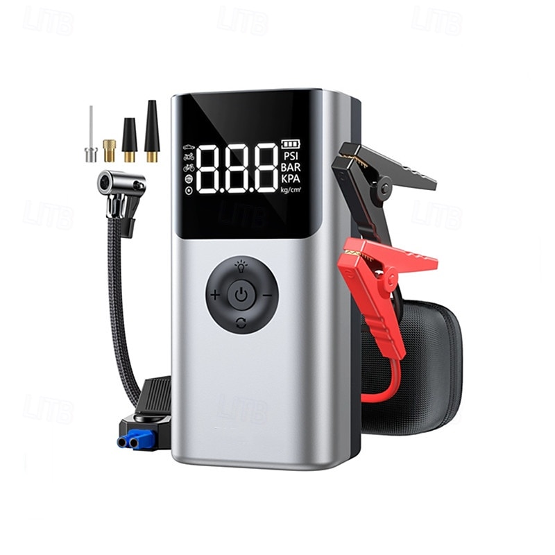 4 In 1 10000mAh Car Jump Starter PowerBank 150PSI Air Pump 12V Battery Booster for 10.0L Gasoline and 8.0L Diesel Engines