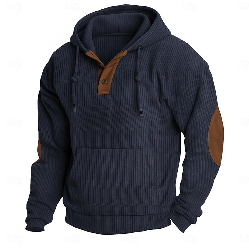 Men's Hoodie Corduroy Pullover Hoodie Sweatshirt Quarter Zip Hoodie Tactical Hoodie Navy Blue Blue Green Gray Hooded Plain Pocket Sports & Outdoor Daily Streetwear Basic Casual Workout Fall Clothing4