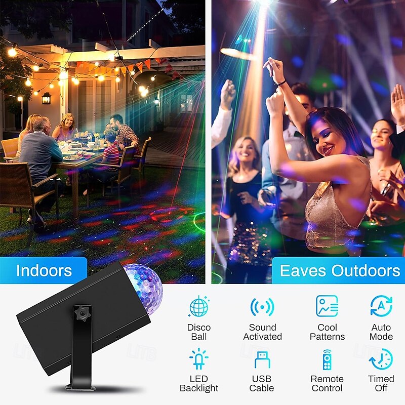 DJ Laser Party Lights Disco Light with RGB Strobe Light Show Music Sound Activated/Remote Control for DJ Parties Stage Karaoke Club Home Birthday2