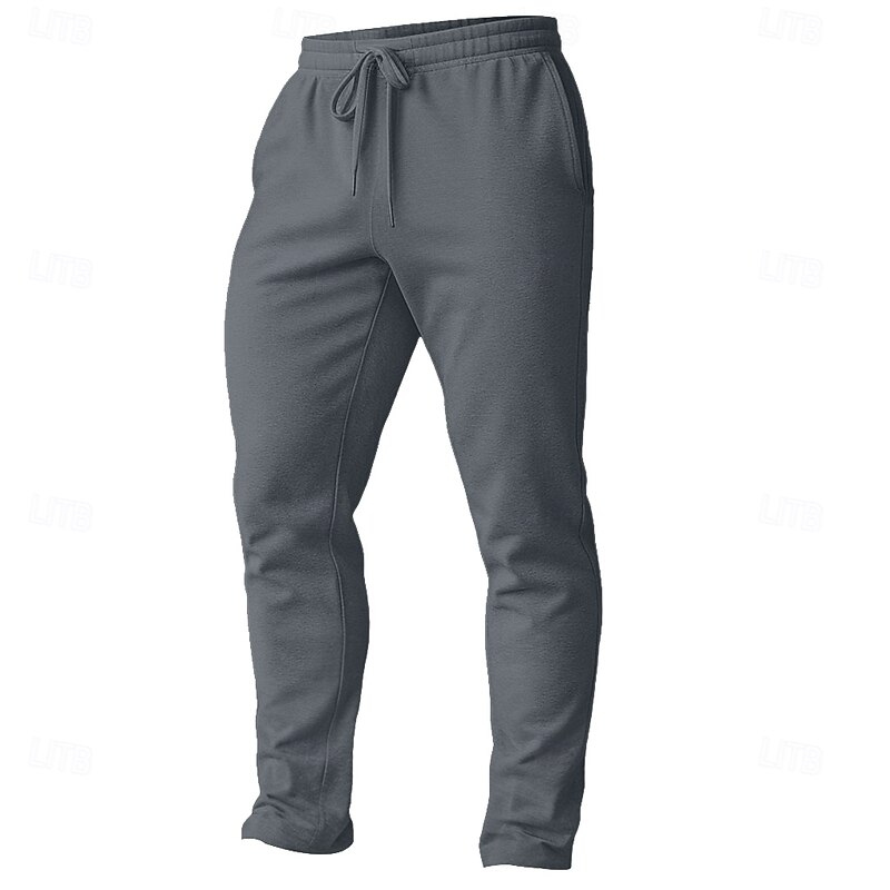 Men's Sweatpants Trousers Casual Pants Straight Leg Sweatpants Drawstring Pocket Elastic Waist Plain Comfort Knee Length Sports Outdoor Casual Daily Vacation Fashion Black Navy Blue Stretchy