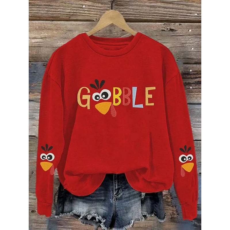 Women's Pullover Sweatshirt Hoodies Graphic Animal Letter Fashion Casual Long Sleeve Crew Neck Round Neck Regular Tops Street Dailywear Casual Print Black Red Orange Green Spring Fall Winter - Main Image