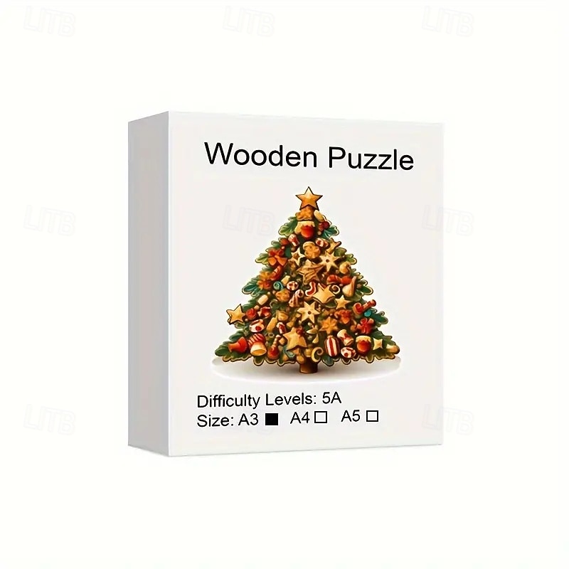 Christmas Tree Wooden Puzzle Art Animal Shaped Pieces Jigsaw Puzzles Christmas Toys With Beautiful Package Christmas Gift Home Decor Family Game