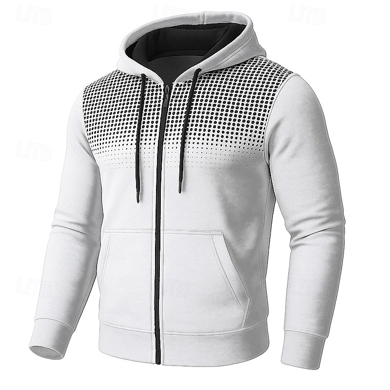 Men's Hoodie Full Zip Hoodie Fleece Hoodie Fleece lined Hoodie Black White Red Blue Dark Gray Hooded Plain Color Block Sports & Outdoor Casual Daily Streetwear Cool Sportswear Winter Clothing Apparel