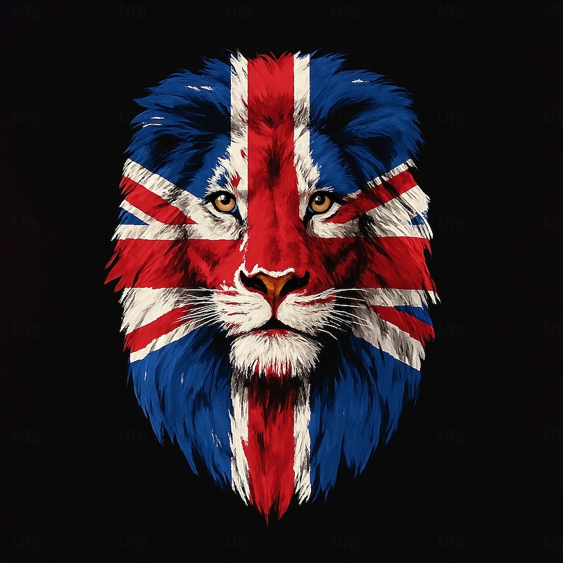 Men's Flag Lion UK Hoodie Sweatshirt Sports Fashion Crew Neck Outdoor Office Streetwear Black White Drawstring 3D Fall Winter Designer2