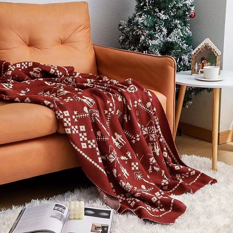 Christmas Sofa Throw Blanket, Festive Fleece Blanket for Office Nap, Air Conditioning Cover, Cozy Home Decor, Bedspread, Bed End Scarf for Airbnb or Bedroom2