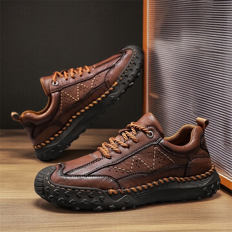 Men's Dark Brown Casual Sneakers Outdoor Lace-Up Walking Shoes with Flexible Non-Slip Sole for Work, Travel, Hiking and Daily Comfort2