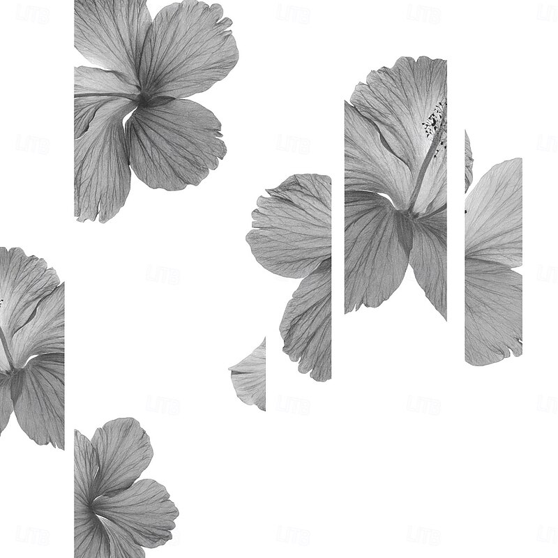 Men's Floral Waffle Polo Shirts Long Sleeve Polo Shirts Collared Shirts Casual Wear to work Daily Wear Buttons Spring Fall Winter Black White3