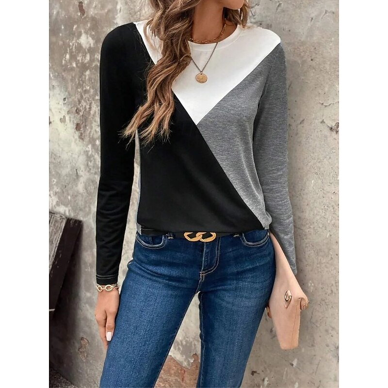 Women's T Shirt Graphic Vintage Stylish Classic Short Sleeve Long Sleeve Crew Neck Regular Tops Daily Print Black Pink Red Blue Purple Spring Fall Winter4