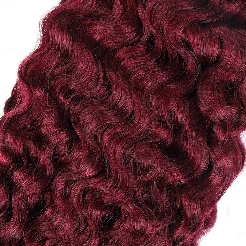 Burgundy 99J# 3 Bundle Hair Weaves Burmese Curly Human Hair Extensions 14-30 Inch4