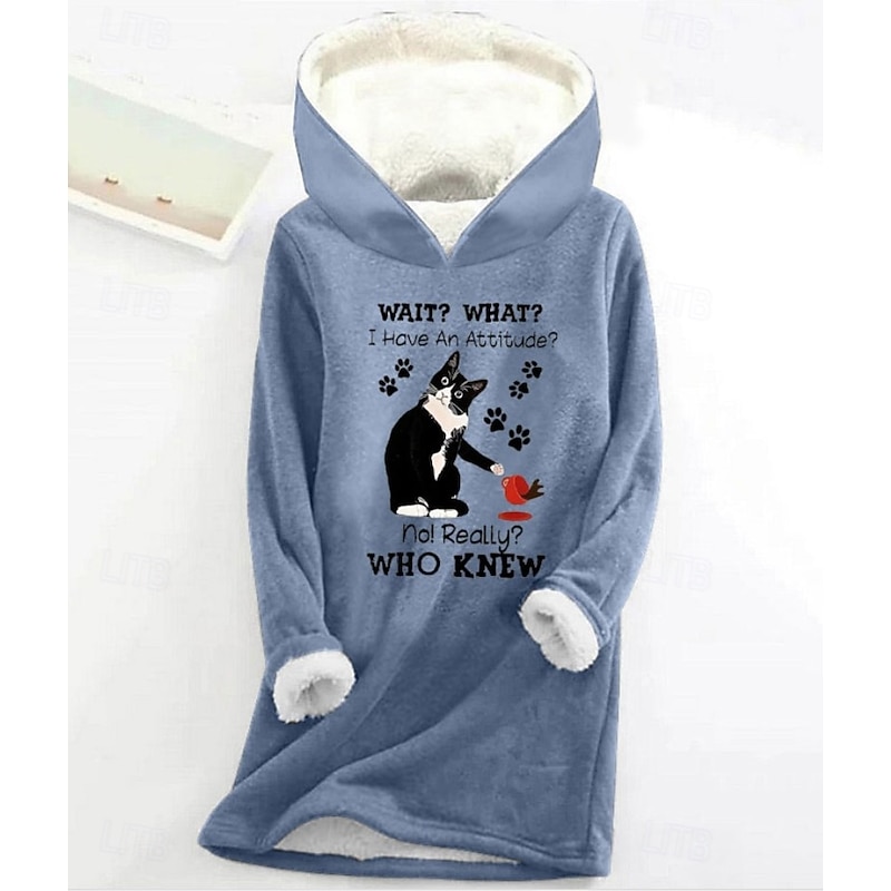 Women's Pullover Hoodie Sweatshirt Graphic Animal Letter Warm Casual Fuzzy Long Sleeve Hooded Regular Tops Casual Sports Print Pink Blue Gray Fall Winter2