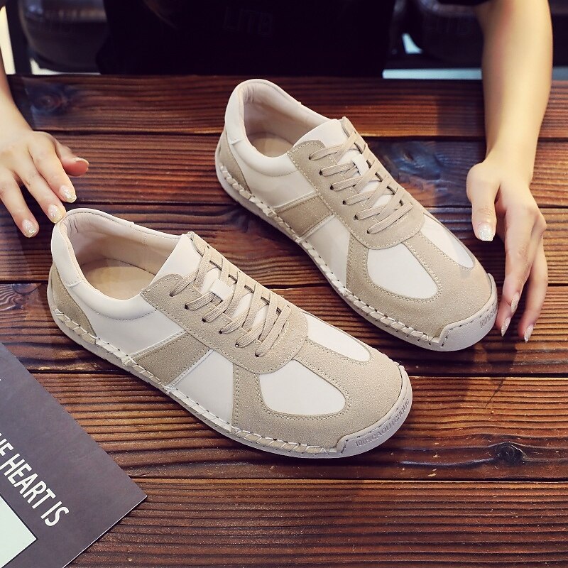 Men's Beige Athletic Sneakers with Contrasting Panels and Comfortable Fit, Great for Sports, Casual Events and Outdoor Activities4