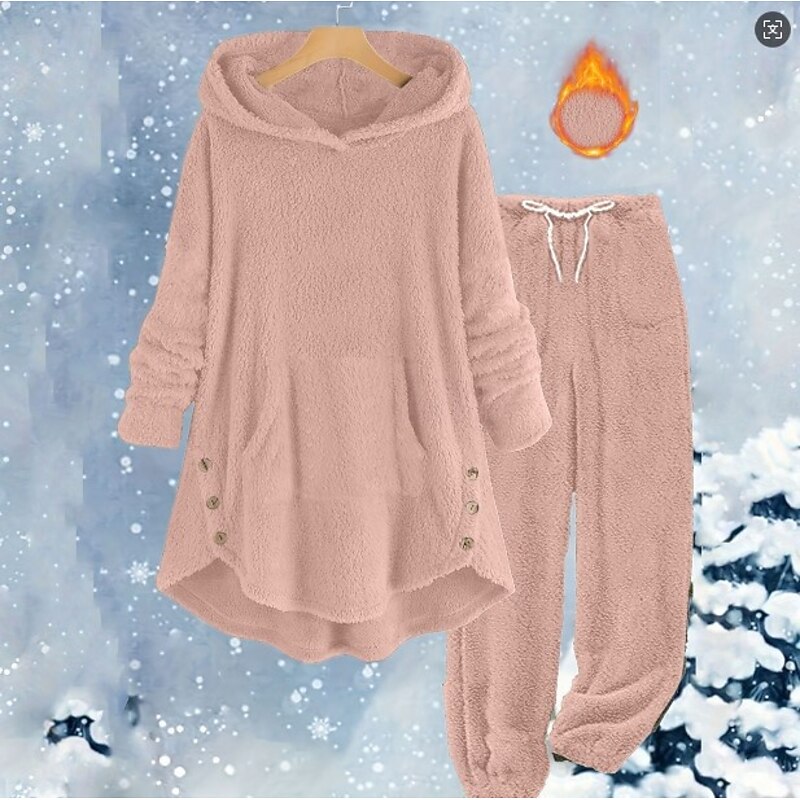 Women's Fashion Streetwear Pants Sets Bolero Top Long Sleeve Hooded Solid Color Outdoor Work Casual White Pink Red Fall Loose Fit