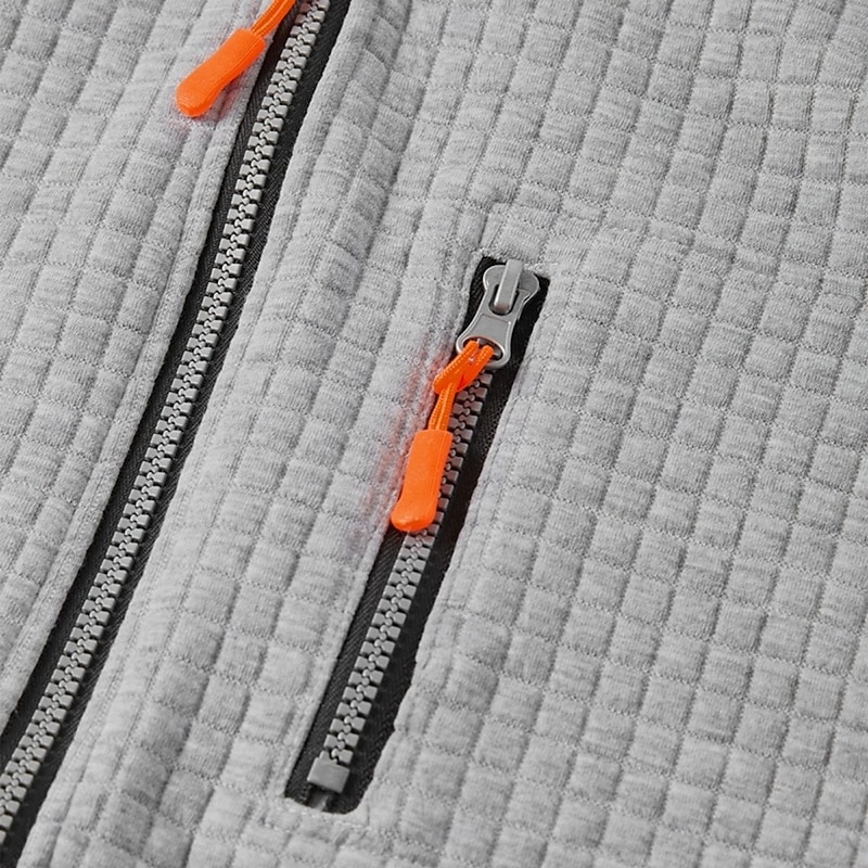 Men's Hoodie Full Zip Hoodie Waffle Hoodies Tactical Hoodie Light Grey Hooded Plain Zipper Sports & Outdoor Casual Daily Streetwear Cool Sportswear Spring &  Fall All Seasons Clothing Apparel Hoodies4