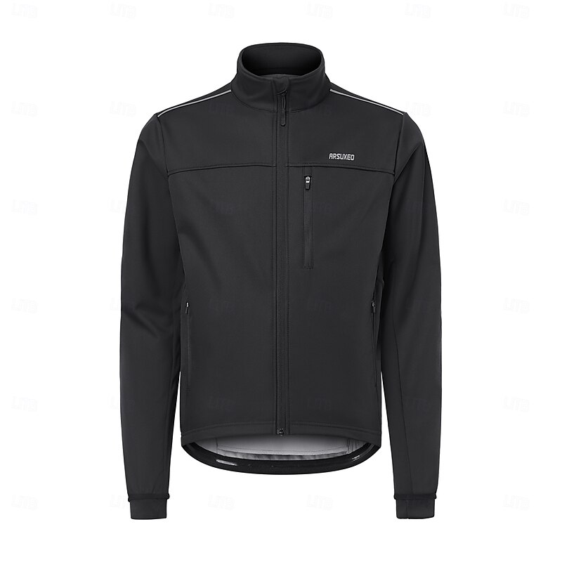 Arsuxeo Men's Cycling Jacket Windbreaker Fleece Jacket Winter Warm Ventilation Back Pocket Comfortable Bike Jacket Tracksuit Mountain Bike MTB Road Bike Cycling City Bike Cycling Black Red Blue Bike3